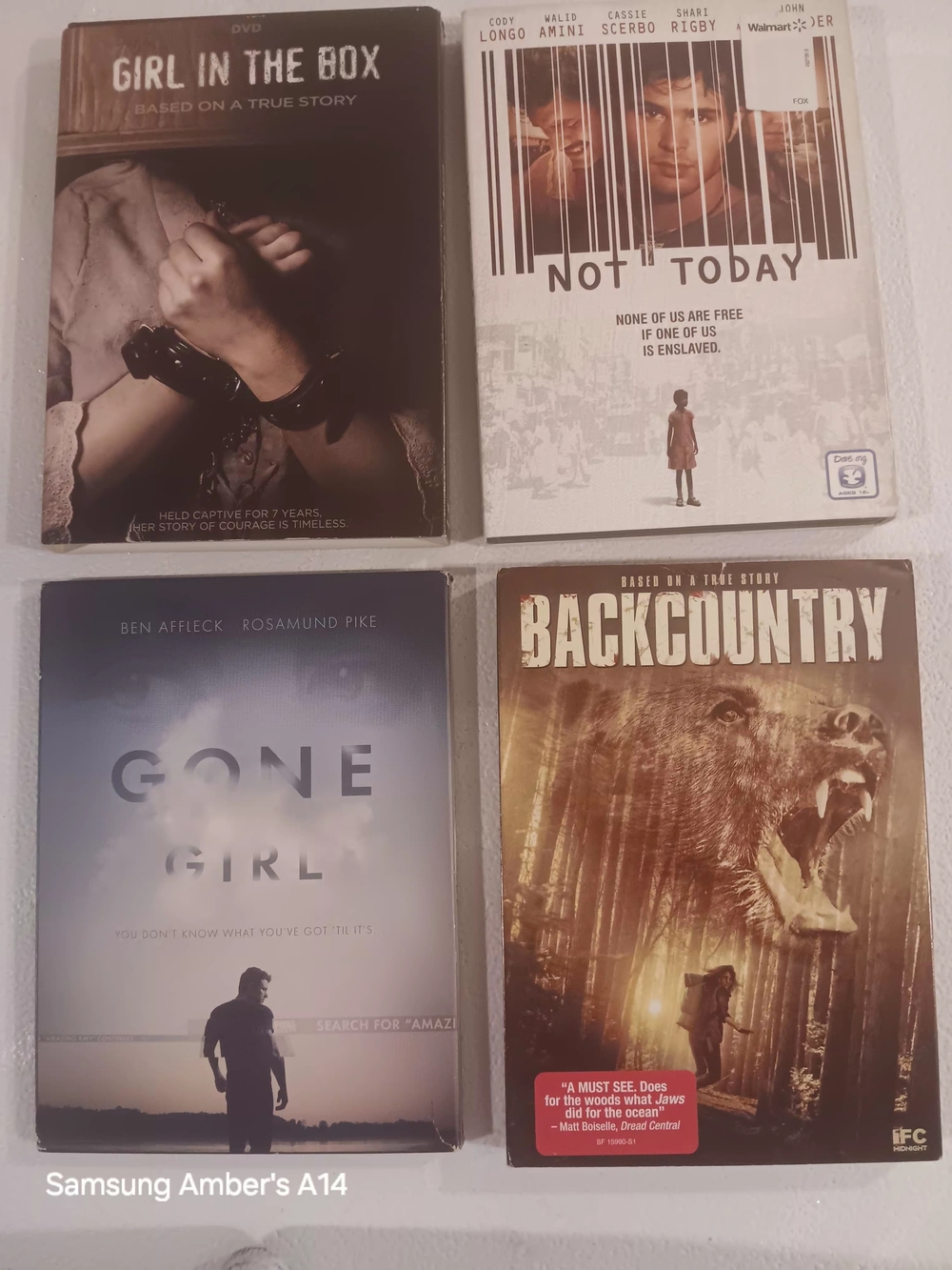 Set of 4 Thriller DVDs - Girl in the Box, Not Today, Gone Girl, Backcountry
